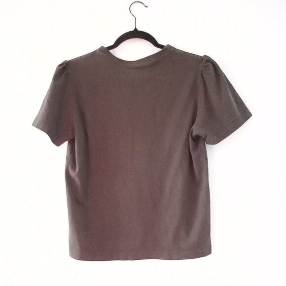 CITIZENS OF HUMANITY dark olive green tshirt with puff sleeves - Picture 6 of 7